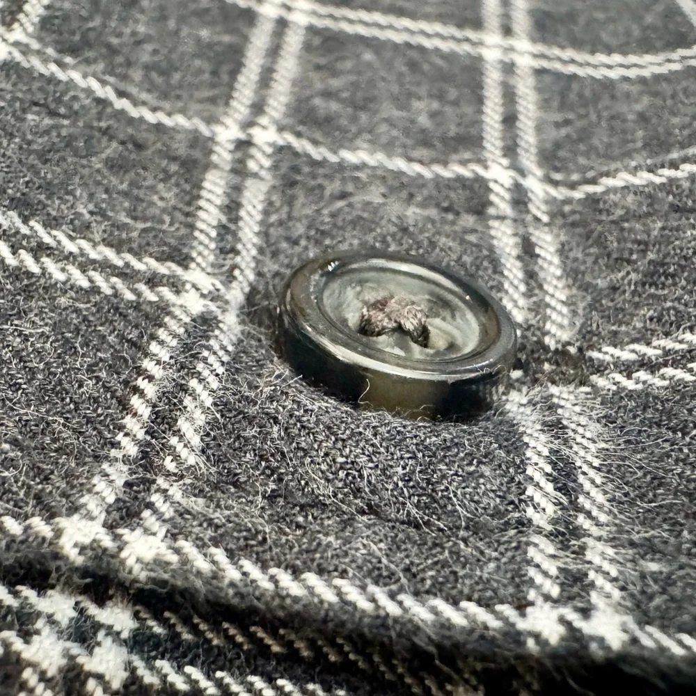 J.Crew Men’s Slim Fit Flannel Shirt Black & White Windowpane Plaid Size Medium - Picture 2 of 5